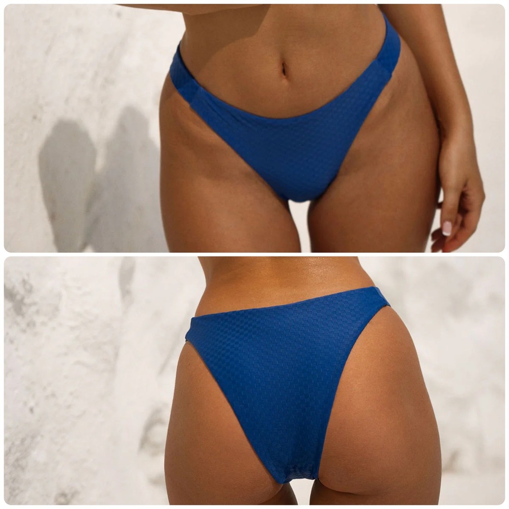NWT BERLOOK Womens Jacquard High Cut Leg Textured Bikini Swim‎ Bottoms Size XS